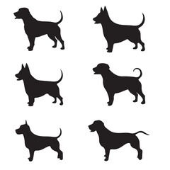 silhouettes of dogs icon on white background illustration. dog logo. dog sticker 