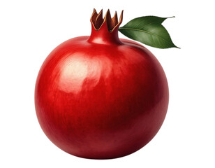 Vibrant Red Pomegranate with Green Leaf