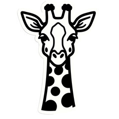 Obraz premium Monochrome giraffe head vector illustration isolated on black background sticker design