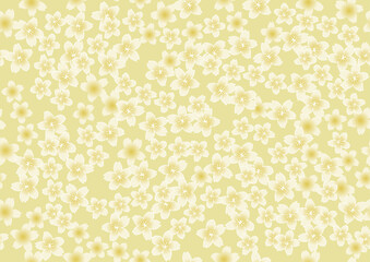 Japanese pattern, floral pattern, simple cherry blossom seamless background gold  和柄 花柄 シンプルな桜シームレス背景 金色