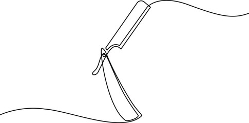 continuous line drawing of razor.one line drawing of razor icon for hairdressing sign. simple single line vector illustration. isolated on transparent background