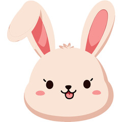 Obraz premium Adorable cartoon bunny face with pink ears, cheeks, and a playful expression against black background