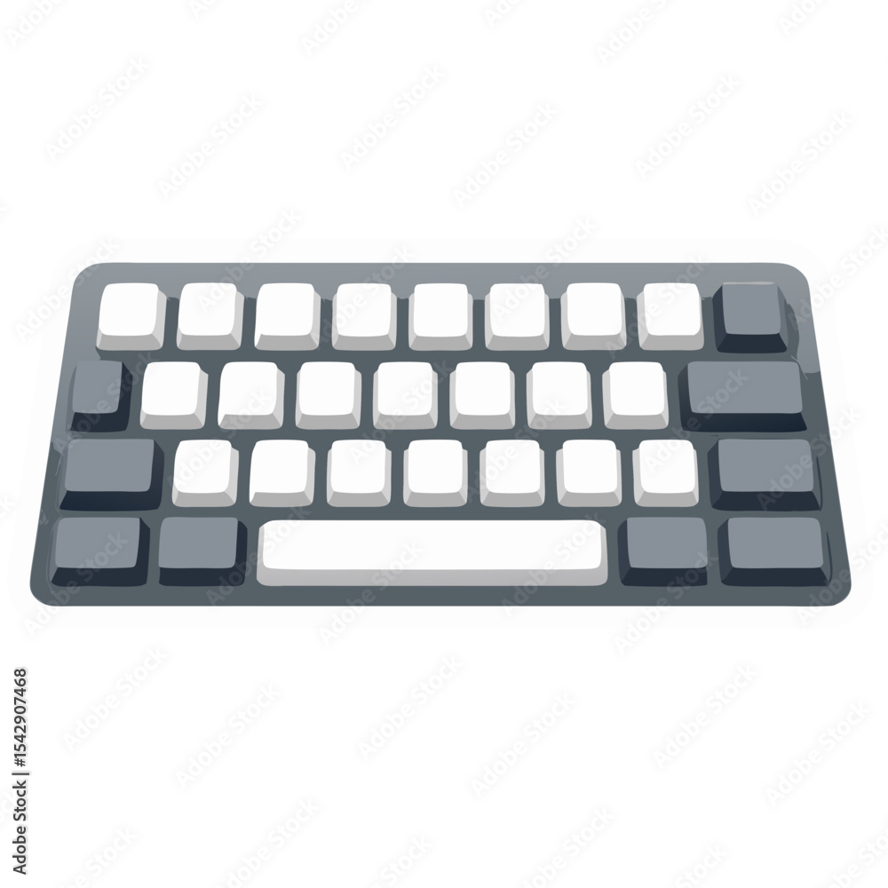 Poster simple illustration of a computer keyboard on a black background for digital media