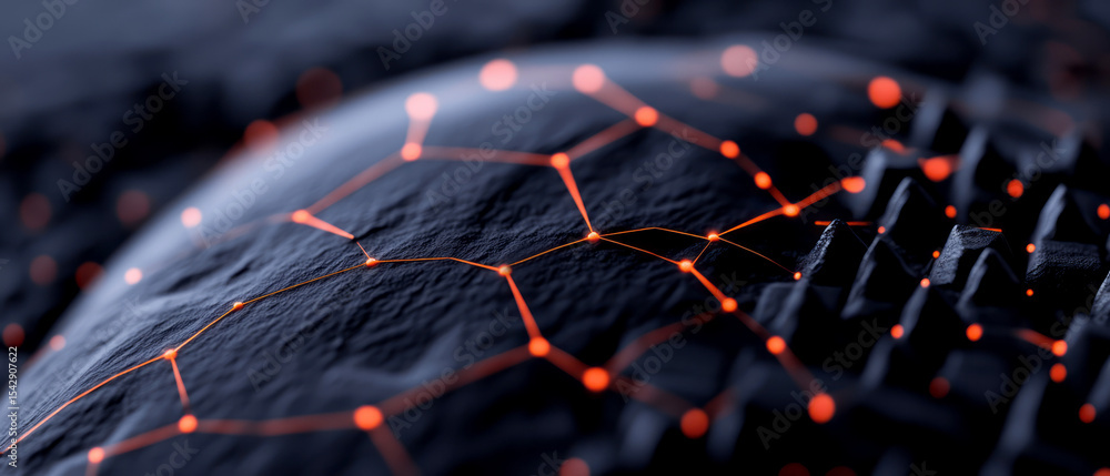 Aufkleber abstract technology background with neon lines and geometric patterns on dark surface