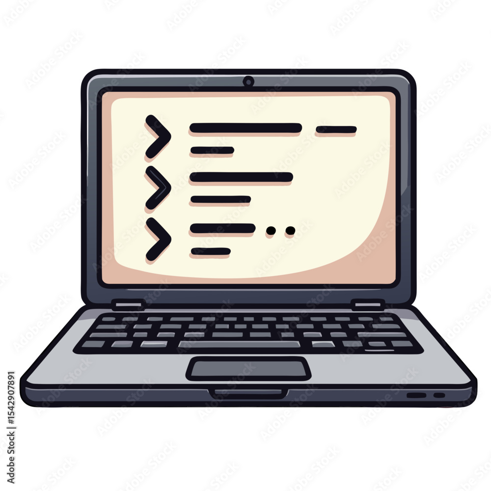 Fototapete illustration of a laptop screen displaying code or text on a black background laptop