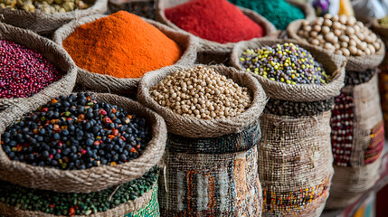 Traditional ecuadorian food market selling agricultural products and other food items