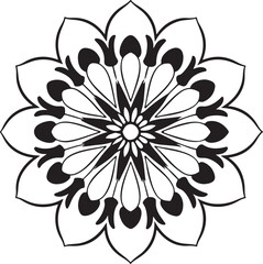 Floral Mandala Illustration Featuring Symmetrical Petal Designs with Intricate Geometric Patterns