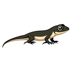Fototapeta premium Cartoon Illustration of a Cute Lizard with a White Outline Against a Black Background
