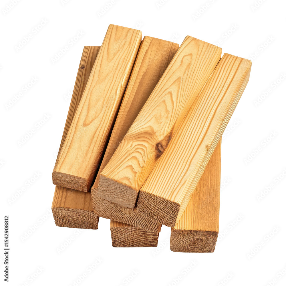 Aufkleber multiple pieces of wooden lumber stacked neatly isolated on a transparent background for constructio