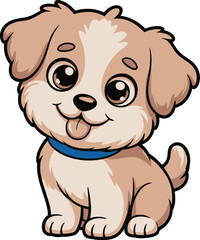 Obraz premium Adorable cartoon puppy with big eyes and tongue out