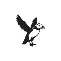 Adorable Puffin Silhouette Vector Art – Distinctive Seabird Design with Bright Beak Shape, Minimal Black Outline Perfect for Coastal Wildlife Graphics, Nature Logos, and Cute Decor

