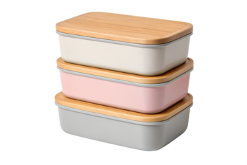 Eco-Friendly Stackable Butter Dishes Set of 3 Pastel-Colored Containers with Bamboo Lids for Kitchen Storage