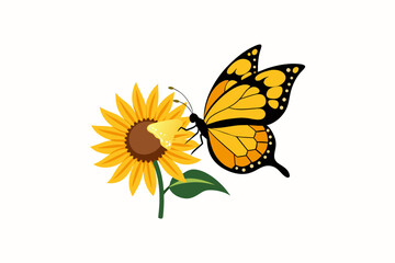 sunflower with butterfly