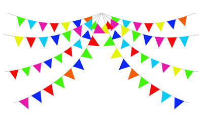 Obraz premium Bunting flags, Carnival party flags, Festival vector decoration. Vector illustration design.