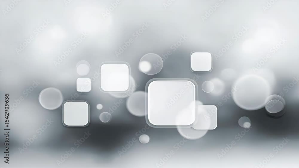Poster abstract digital background with floating white squares and glowing