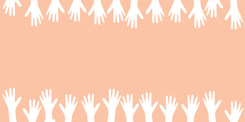 Friendship theme background, children's day, tolerance day, unity day, cooperation, with hand and skin color elements and with negative area for text