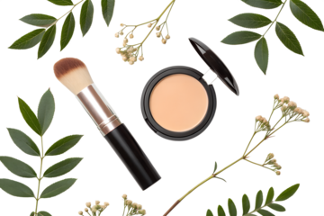Natural Makeup Look Achieve a Flawless Face with Organic Pressed Powder and Brush