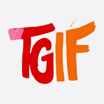 Colorful TGIF graphic design animation isolated asset, transparent 4K video, alpha channel, ProRes 4444