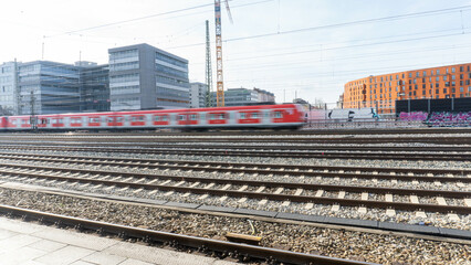 Fototapeta premium Modern City Train Tracks & Urban Development