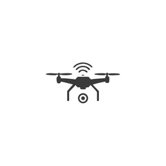 Wind Monitoring Drone Icon Drone Icon with Wind Speed Sensor Vector Silhouette Flat Icon Design