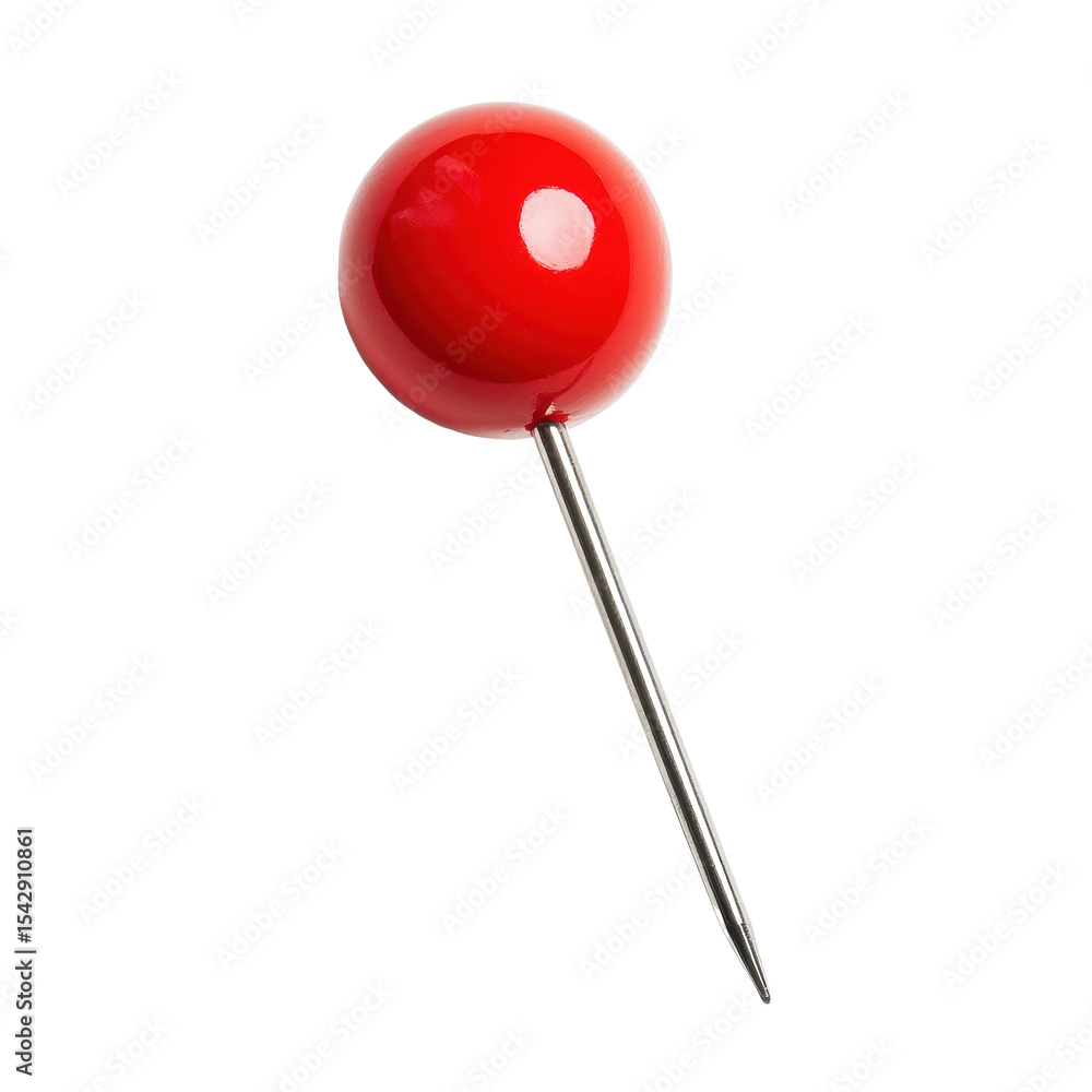 Aufkleber bright red push pin isolated against a clean transparent background showing a clear, simple design, 