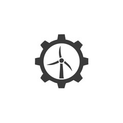 Wind Turbine Gear Icon Gear Icon with a Turbine Blade Inside Vector Silhouette Flat Icon Design