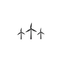 Wind Turbine Icon Set Group of Three Different Turbine Types Vector Silhouette Flat Icon Design
