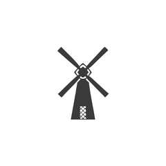 Windmill Icon Classic Four Blade Windmill in Minimal Style Vector Silhouette Flat Icon Design