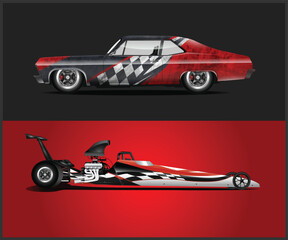 Classic Muscle Car and Dragster with Racing Designs