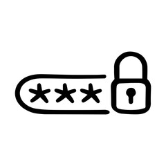 Password doodle vector icon