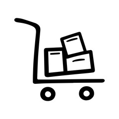 Hand truck doodle vector icon