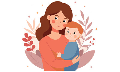 Mother and baby illustration isolated on white background