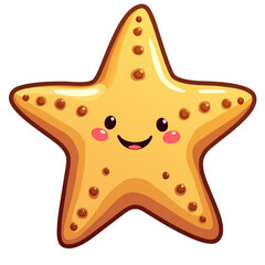 Cute Cartoon Starfish with Cheerful Expression Against a Black Background Illustration