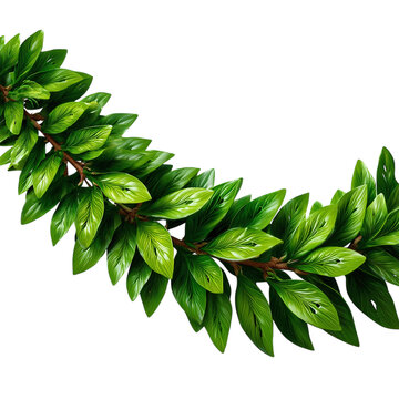 Greenery-focused lei with fern and ti leaf weave, isolated on transparent background