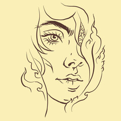 abstract of a woman face vector for card decoration illustration
