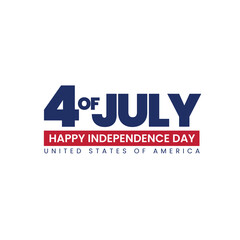 Fourth of July text typography, Happy Independence Day of America Greetings Poster and Background Design isolated on white.