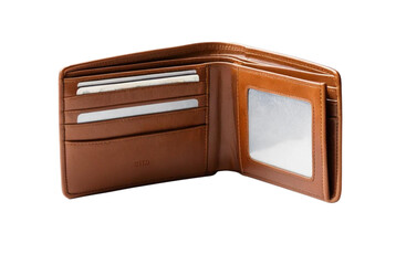 Open empty brown wallet reveals nothing