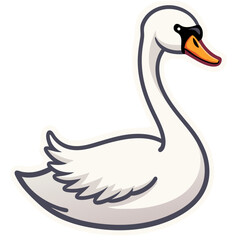 Naklejka premium Cute cartoon swan illustration with a black background, a simplified design