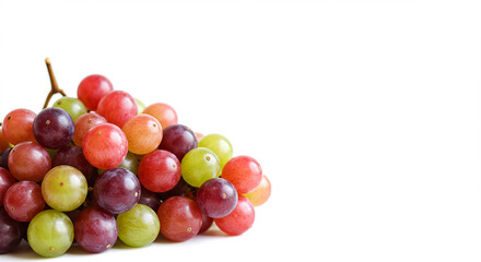Mixed Color Grapes on White Background – Fresh Juicy Fruit Variety Closeup