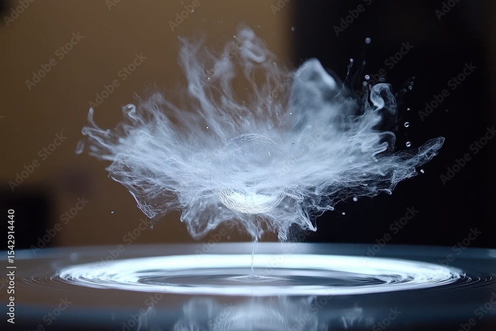 Aufkleber captivating slow motion of a particle wave creating a mesmerizing splash in a serene environment, wo