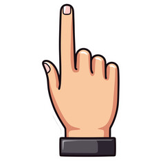 Obraz premium Cartoon hand pointing upward, showing a finger signal gesture on a black background