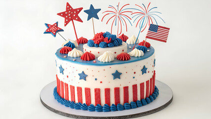 Patriotic cake ideas red white and blue fourth of july cake stars and stripes celebration dessert design isolated on transparent background