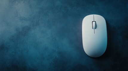 Modern grey office desk with wireless computer mouse in minimal professional workspace setup for business and remote work environments




