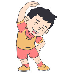 Obraz premium Children's characters are exercising cute cartoon illustration