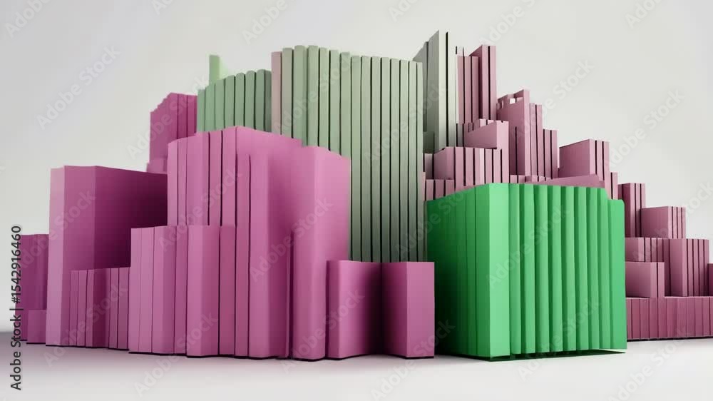 Poster 3D business graph with organized bars and information blocks. Abstract infographic element. Business growth and development to success concepts. Generated AI