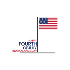 Happy Fourth of July text typography with USA Flag icon, American Independence Day Greetings Background Design.