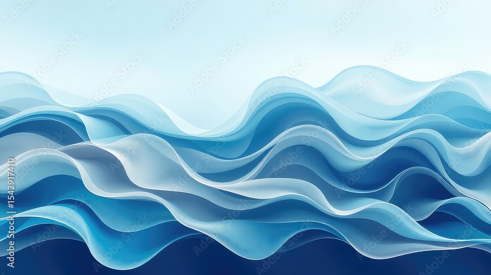 Aufkleber abstract serene motion of light and soft blue wave shapes creating a tranquil flowing graphic design