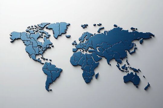 Fototapeta Puzzle world map visual, blue tone, flat design on neutral background