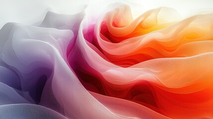 Obraz premium Soft - colored abstract ripple pattern with pink, orange, purple, blue tones, presenting a gauze - like light texture, creating a dreamy and peaceful atmosphere