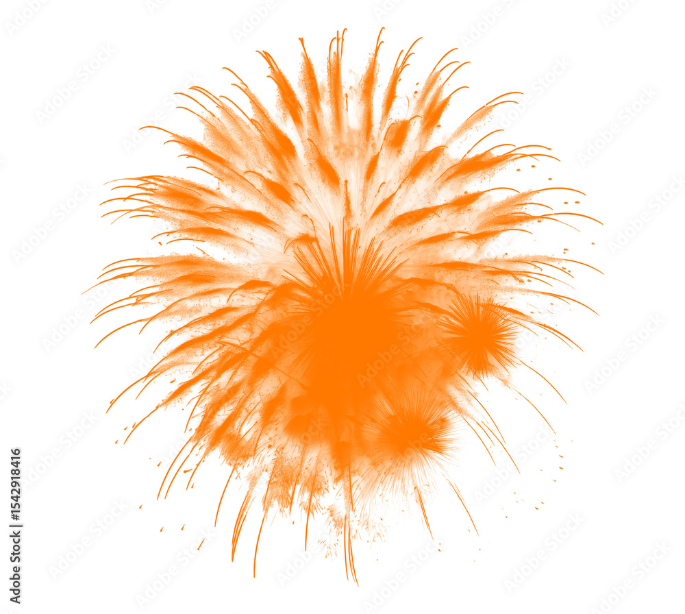 Poster orange burst brushstroke on transparent background for dynamic digital designs and creative projects